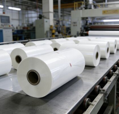 প্যাকেজিংয়ের জন্য তাপ-সক্রিয় আঠালো এবং চকচকে সমাপ্তি সহ আর্দ্রতা প্রতিরোধী পিইটি থার্মাল ল্যামিনেশন ফিল্ম